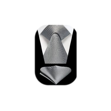 Краватка чоловіча Enlision для весілля, однотонна, з кишеньковим хустинкою, формальна, сріблясто-сіра
