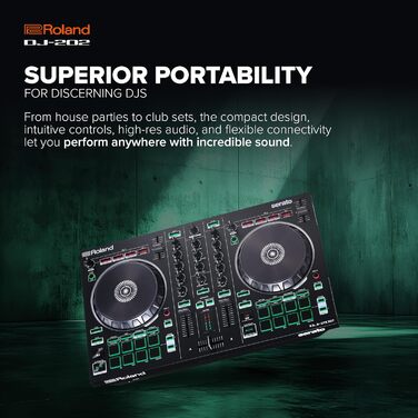DJ контролер Roland DJ-202: 2-канальний контролер для Serato Intro з 4 деками