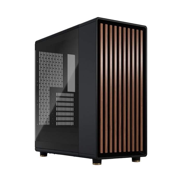 Комп'ютерний корпус Fractal Design North Charcoal Black TG Dark з темним склом, фасад з горіхового дерева, 2 вентилятори 140 мм, USB Type-C, Mid-Tower ATX