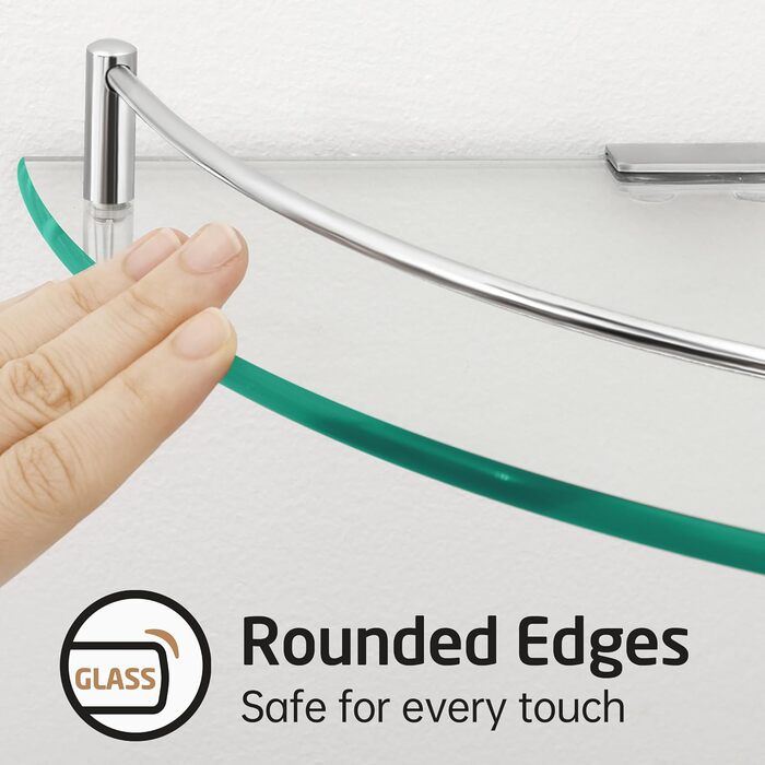 Скляна поличка для душу/ванної кімнати KES, скляна поличка для душу, поличка для ванної кімнати, нержавіюча сталь SUS304, BGS101A--P, щітка, 2 шт.
