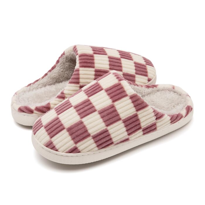 Тапочки халатні для дому Guyarns, жіночі/чоловічі, з м'якого фетру, з піною з пам'яті, в клітинку, антиковзаюча підошва, рожеві, 42/43 EU