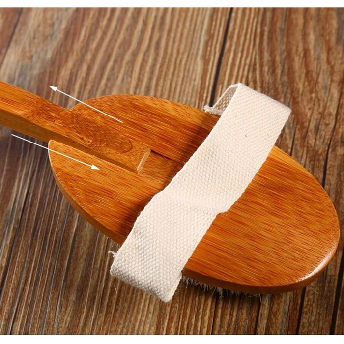 16.3 Inch Bamboo Body Scrub Brush for Women Bath Brushes with Long Handle Men Pig Bristle Bath Accessories