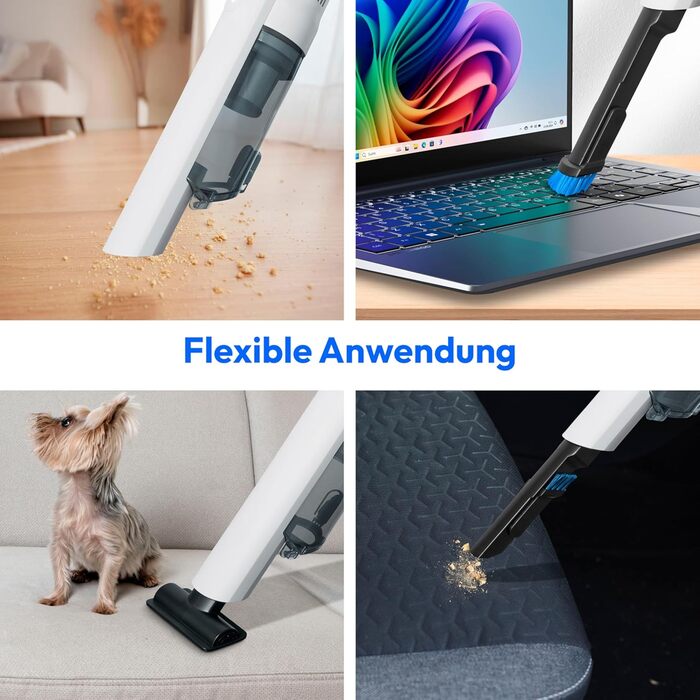 MEDION MD11515: Бездротовий акумуляторний пилосос 2-в-1 (білий) з насадкою для підлоги та трубою, BLDC мотор, HEPA 13 фільтр, 20 kPA, станція зарядки