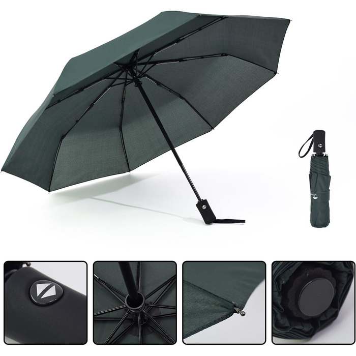 Компактний туристичний парасолька SY Winddicht: автоматичний, легкий, міцний (темно-зелений)