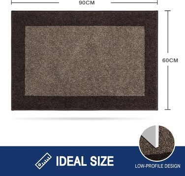 При Entrance килимок для бруду FCSDETAIL 60 x 90 см, вологопоглинаючий та антиковзаючий килимок для входу, собак та дому, коричневий