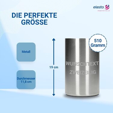 Персоналізований охолоджувач для пляшок 'Chill' - двостінний охолоджувач для вина з нержавіючої сталі - охолоджувач для вина, шампанського, пива - подарунок для поціновувачів вина, друзів, батьків, колір: срібло + індивідуальний текст