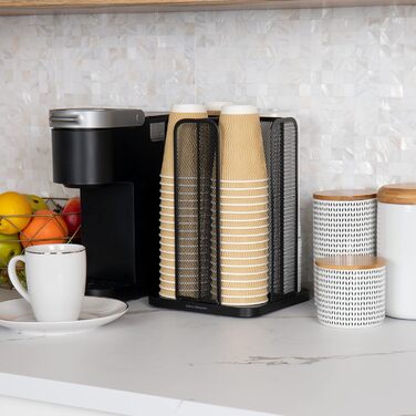 Mind Reader Network Collection, 4-Compartment Cup and Lid Dispenser, Countertop Organizer, Metal Mesh, 8