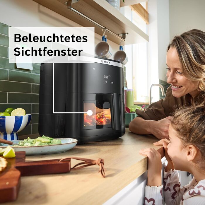 Bosch Serie 6 Hot Air Fryer XXL - 7.2L Capacity, 7 Pre-set Programs, Illuminated Window, Fast Cooking, Black