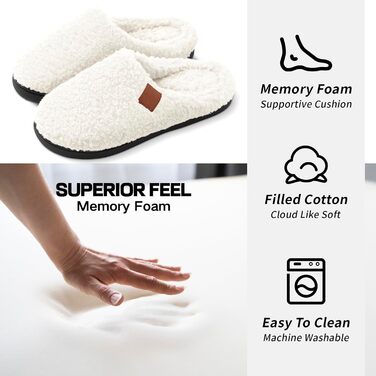 Зимові домашні тапочки для жінок та чоловіків, теплі, з тедді та плюшевим покриттям, комфортні, з м'якою підкладкою, з пам'яті ефекту, антиковзаючі, білі, 38/39 EU