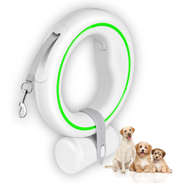 Висувна поводок для собак, ручне кріплення, 360°, без спутанності, 3 м, з тримачем для собачого посліду, для середніх та маленьких собак (чорний/зелений)