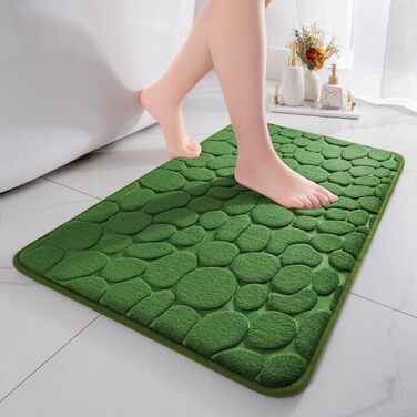 Килимок для ванної кімнати chakme з ефектом пам'яті (Memory Foam), абсорбуючий антиковзаючий килим у ванну та вітальню, 50×80 см, зелений