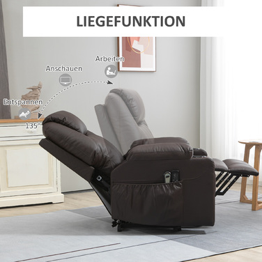 HOMCOM Electric TV Lift Chair with Assistance, 330 lbs, Brown