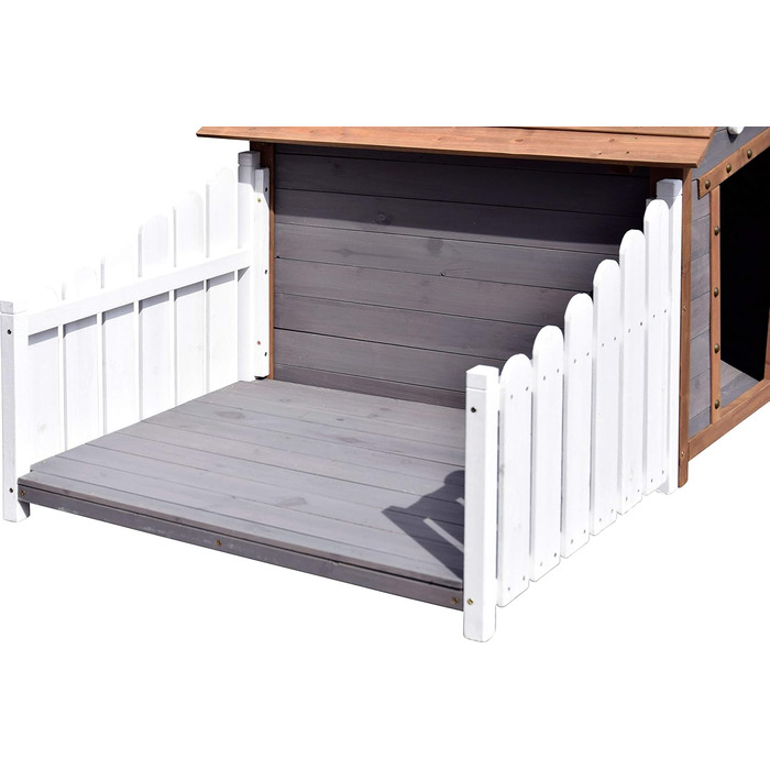 Будка для собак 'Hubi' Dobar® - Будка для собак з масивного дерева, розмір L, 90x77x109 см, коричнево-сіра