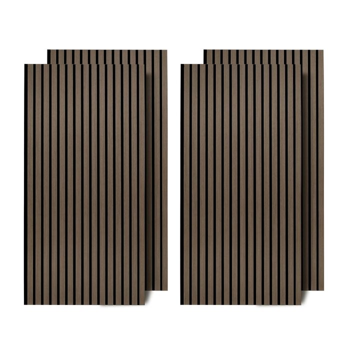 Акустичні панелі з дерева та фетру 120x60 см, набір 4 шт (2,88 м²), звукопоглинаюча стінова облицовка для покращення акустики приміщення, колір Чорний горіх