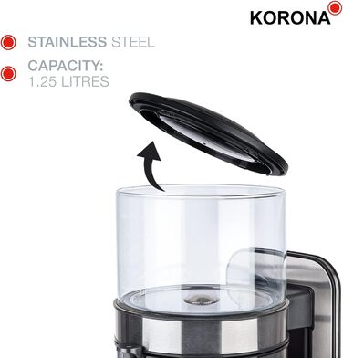Кавоварка Korona 10295, нержавіюча сталь, 1,25 л, 1800 Вт, технологія проливного заварювання