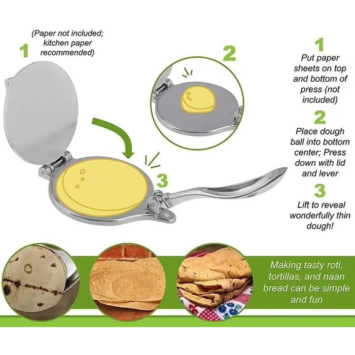 Пресс для тортилій та тако з чавуну Gusseisen (16 см, срібний)