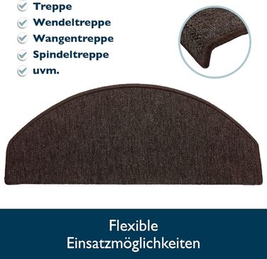 Beautissu Non-Slip Stair Treads - 55x15 cm - 15 Pack - Self-Adhesive Indoor Stair Mats - Carpet Stair Treads for Narrow Stairs - ProStair - Dark Brown