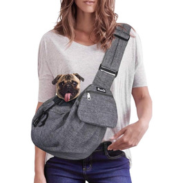 Сумка-переноска для собак Nasjac, ручна переноска для собак з підставками для дна, зручна сумка для собак з регульованим м'яким плечовим ременем та кишенею на блискавці для маленьких собак і котів у подорожах на відкритому повітрі (сіра)