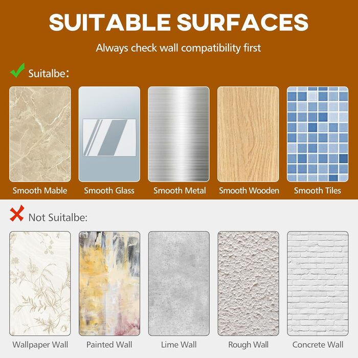 MAXIFFE Дзеркальна поличка для душу з 8 гачками, набір 3 шт, самоклеюча, чорна