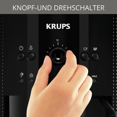 Krups Arabica Picto Fully Automatic Coffee Machine, Milk Frother, 2-Cup Function, Rotary Control, Easy Cleaning, Coffee Machine, Black, EA810870 Black Single