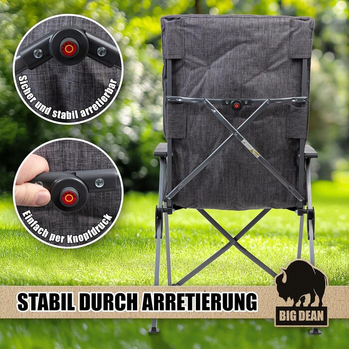 Складний туристичний стілець BigDean Bequemer з регульованою спинкою