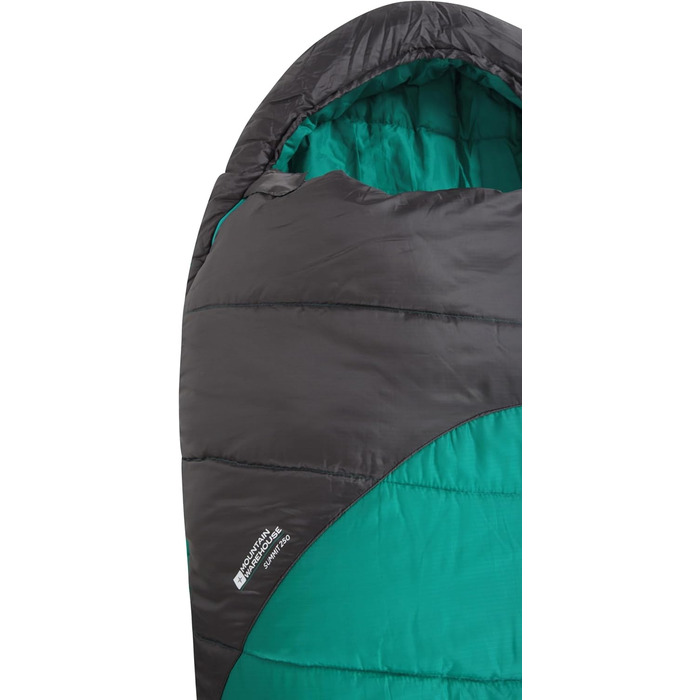 Спальний мішок Mountain Warehouse Summit 250 - 3/4 сезону, ізольований, мумієподібний, для кемпінгу та трекінгу, блакитно-зелений, довжина 200 см