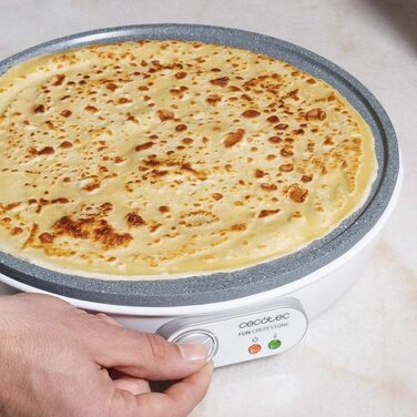 Млинниця Cecotec Crepe Fun CrepeStone Twin 1200 Вт, антипригарна поверхня з екологічного каменю, реверсивна плита для приготування млинців або 4 панкейків, 1000 Вт, Rockstone