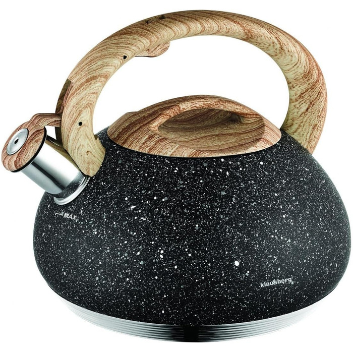 Клюсберг Квітковий чайник для плити 2.7л, чорний, 7-шарове дно, модель KB-7279
