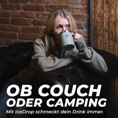 Термокружка IceDrop® з нержавіючої сталі, 330 мл, з кришкою. 100% захист від протікання. Зручна термокружка для гарячих та холодних напоїв, з ручкою. Ідеально для подорожей - чорна