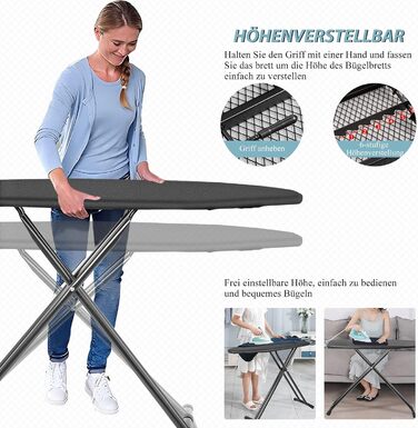 IBVIVIC Folding Ironing Board - Small Ironing Board, Table Ironing Board Made of Metal Mesh with Non-Slip Feet for Home Use, 81 cm x 30.5 cm, Blue