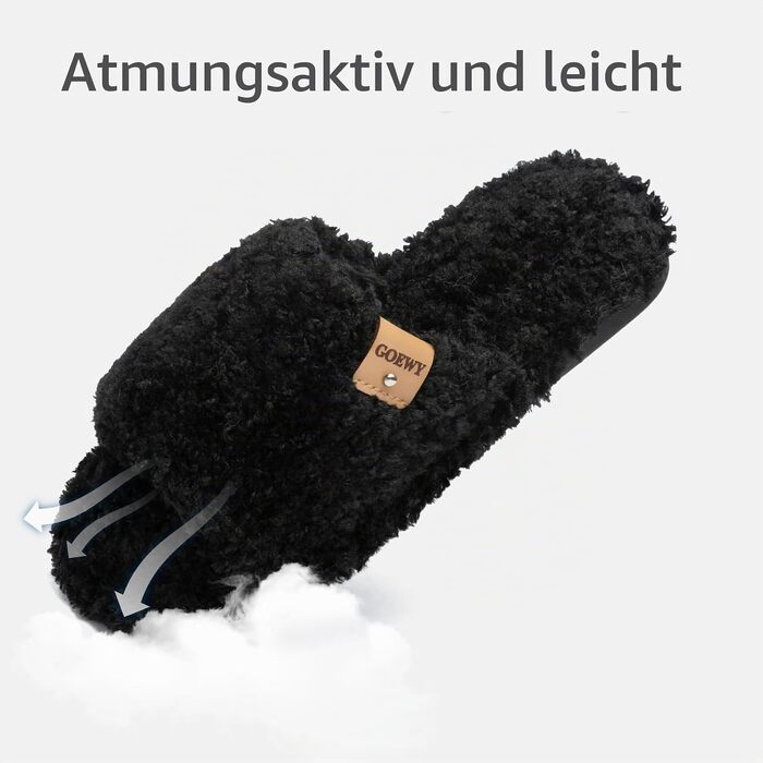 Жіночі домашні капці GOEWY з ефектом пам'яті (Memory Foam) — м'які відкриті тапочки з антиковзаючою підошвою для дому та вулиці, чорні, розмір 36/37 EU