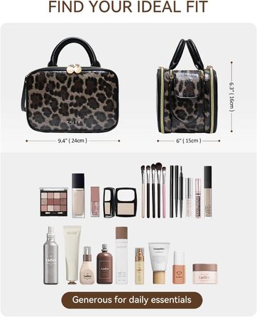 Косметичка-органайзер велика, водонепроникна, з ручкою та кількома відділеннями (Leopard, M)