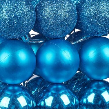 Relaxdays Christmas Baubles, Set of 100, Christmas Decorations, Matte, Glossy, Glittering, Christmas Tree Balls, 3, 4 & 6cm, Petrol Blue, Petrol