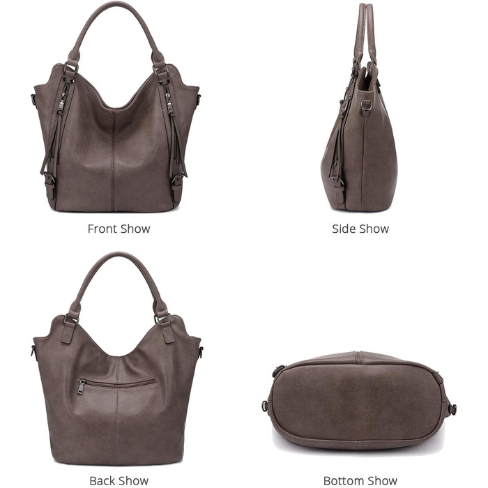 Комплект жіночих сумок Realer: шкіряна сумка-шопер, сумка на плече, гаманець Taupe L (бежевий)