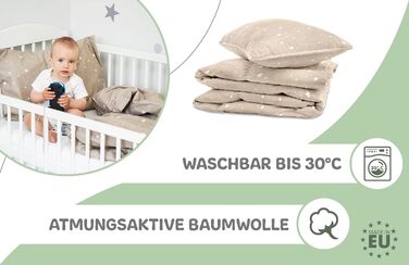 Комплект постільної білизни для дитячого ліжечка Kinderbettwäsche: бавовна 90x120/40x60 см + ковдра та подушка. Oeko-Tex, білий/сірий, для хлопчиків та дівчаток