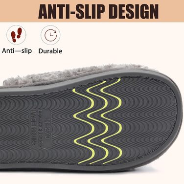 Тапочки зимові для жінок та чоловіків з меморі-піною, плюшеві, м'які, антиковзні, сірі, 38.5/40 EU