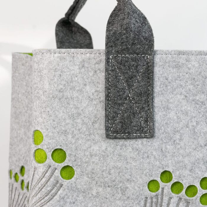 GILDE Felt Bag Dillblüte (Dill Flower), 41 cm, Shopping Bag/Wooden Bag/Beach Bag - tear-resistant & carries a lot of weight - safely cushions your purchases and has plenty of storage space (Light Grey)