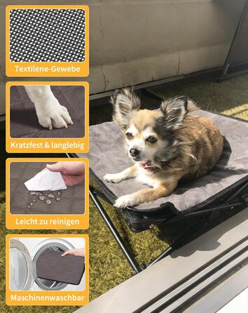 КінгКемп Лежанка для собак, піднята лежанка для домашніх тварин, Outdoor, чорна, 57 x 57 x 23 см