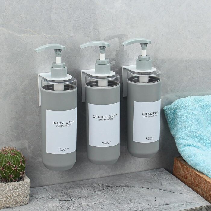 Набір дозаторів для душу GOYISEE, 3 шт. сірого кольору для мила та шампуню, аксесуари для ванної кімнати