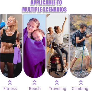 Набір рушників Neerow з мікрофібри (3 шт.): великий (152x76 см), фітнес (80x40 см), маленький (30x30 см), фіолетовий