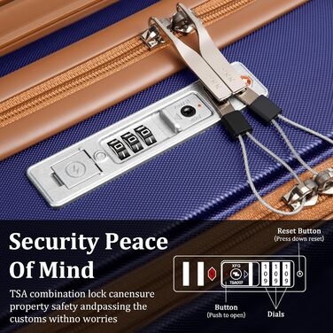 Набір валіз Imiomo 5шт з жорстким корпусом, 4 колеса, TSA-замок, відділення для ноутбука (Морська синя)