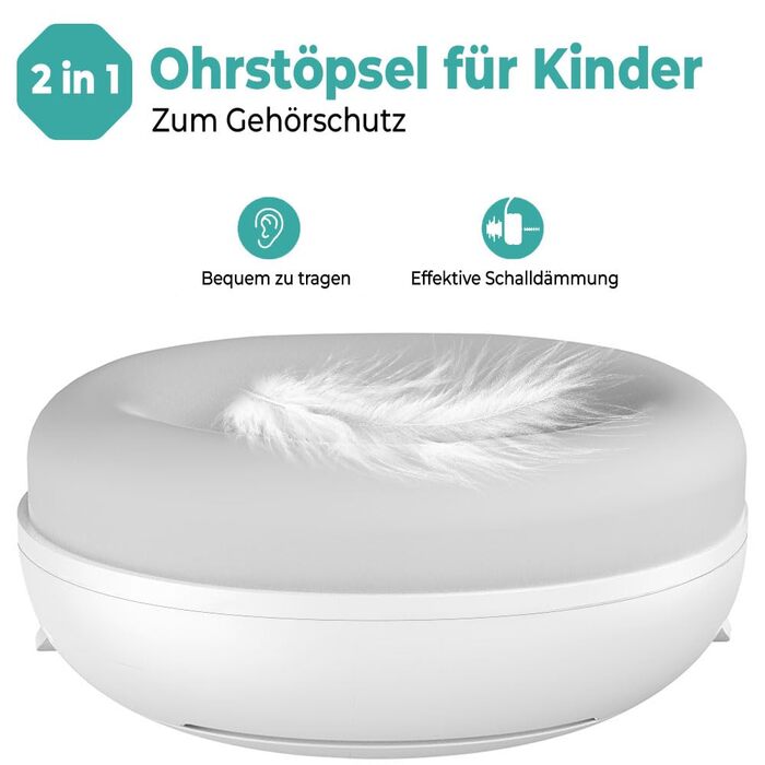 Навушники для захисту слуху для малюків 2-в-1 з екіпежем, комфортні та регульовані, для дітей до 4 років, сертифіковані CE, 25 дБ. Ідеально підходять для сну, подорожей та фестивалів.