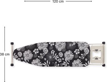 Прасувальна дошка SensaHome розкладна, 120x38 см, з підставкою для праски, квітковий принт, сірий