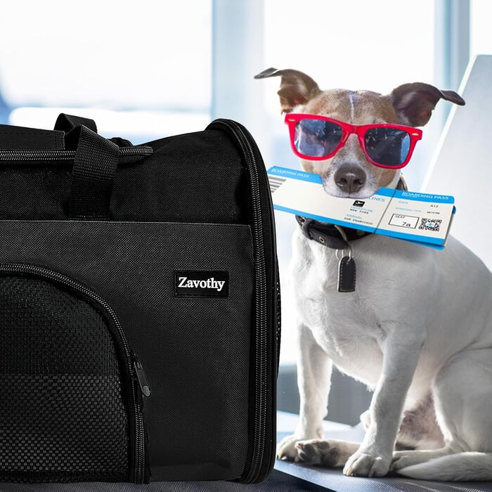 Транспортна сумка для котів та собак Zavothy, чорна, розмір S, з м'якою підстилкою та регульованим ременем