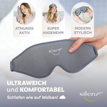 Преміум маска для сну - 3D маска для очей для жінок та чоловіків - зручна маска для сну з м'якою підкладкою для повної темряви - Sleep-Mask, маска для сну рожева, 1 шт. (упаковка з 1 шт.), Cloudy Grey