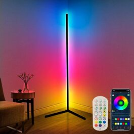 LED-підлогова лампа DeeprBling для вітальні, 165 см, кутова RGB, з регулюванням яскравості, пультом та додатком, 16 мільйонів кольорів, музичні режими, DIY-режим та таймер для спальні, ігрової кімнати, офісу, читального залу. Трикутна основа.