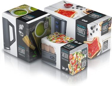 Набір чайник та тостер Arendo: чайник 2200W, 1,5L, регулювання температури, тостер 1000W на 2 тости/булочки, яйцеварка на 1-6 яєць, BPA free, колір: сірий