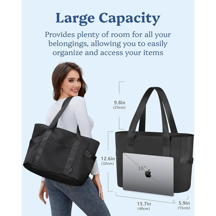 Women's Laptop Bag, Waterproof Shoulder Bag with 16-inch Computer Compartment for Work, School, Travel, Violet