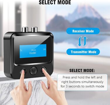 Bluetooth 5.1 Передавач/Приймач Аудіо: 2-в-1 Адаптер для ТВ, Стерео, AUX, RCA, з дисплеєм та низькою затримкою