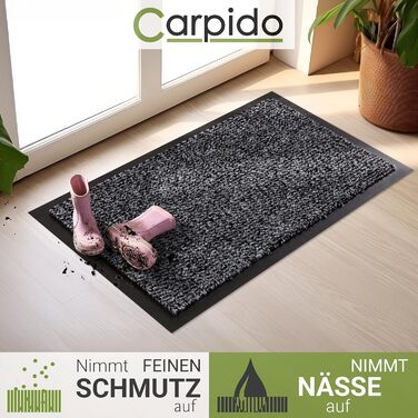 Килимок для дому Carpido 40x60 см - швидковисихаючий, антиковзаючий, сірий